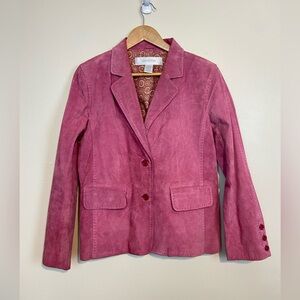 VINTAGE NEW FRONTIER PINK GENUINE LEATHER SUEDE BLAZER JACKET